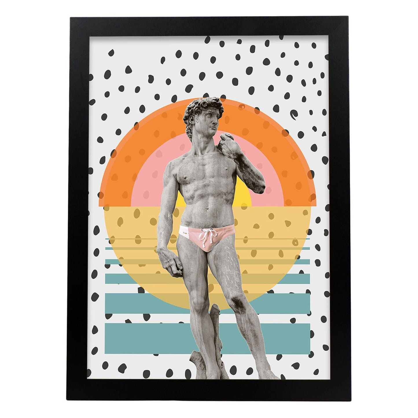 Lámina Collage Pop Art David en la playa poster papel 250 gr.-Artwork-Nacnic-A4-Marco Negro-Nacnic Estudio SL