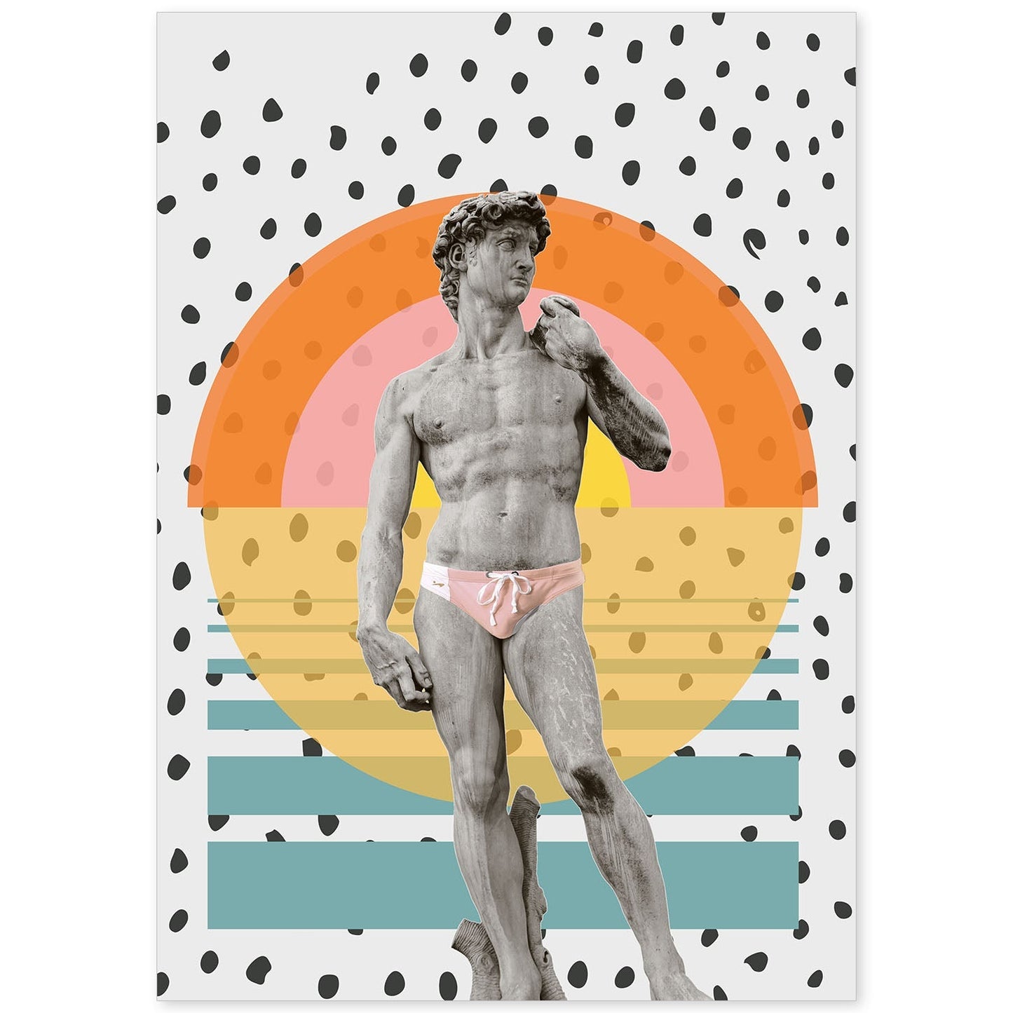 Lámina Collage Pop Art David en la playa poster papel 250 gr.-Artwork-Nacnic-A4-Sin marco-Nacnic Estudio SL