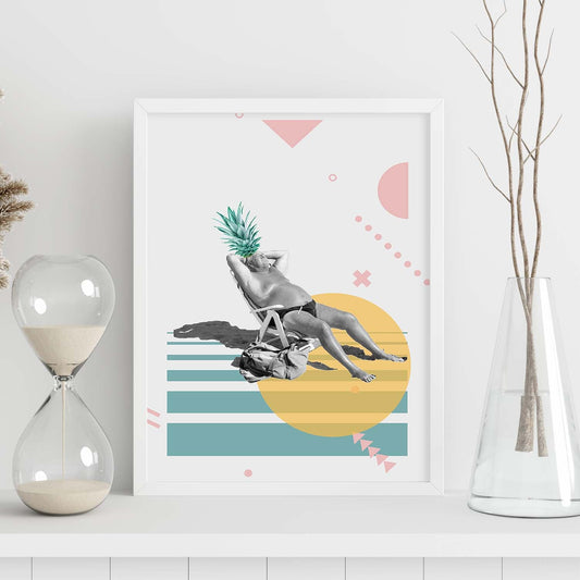 Lámina collage Tomando el sol poster papel 250 gr alta calidad-Artwork-Nacnic-Nacnic Estudio SL