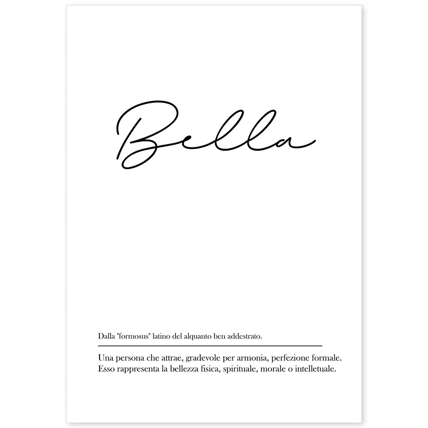 Lámina con definicion de palabras en italiano. Poster 'Bello' de palabras con definiciones.-Artwork-Nacnic-A4-Sin marco-Nacnic Estudio SL