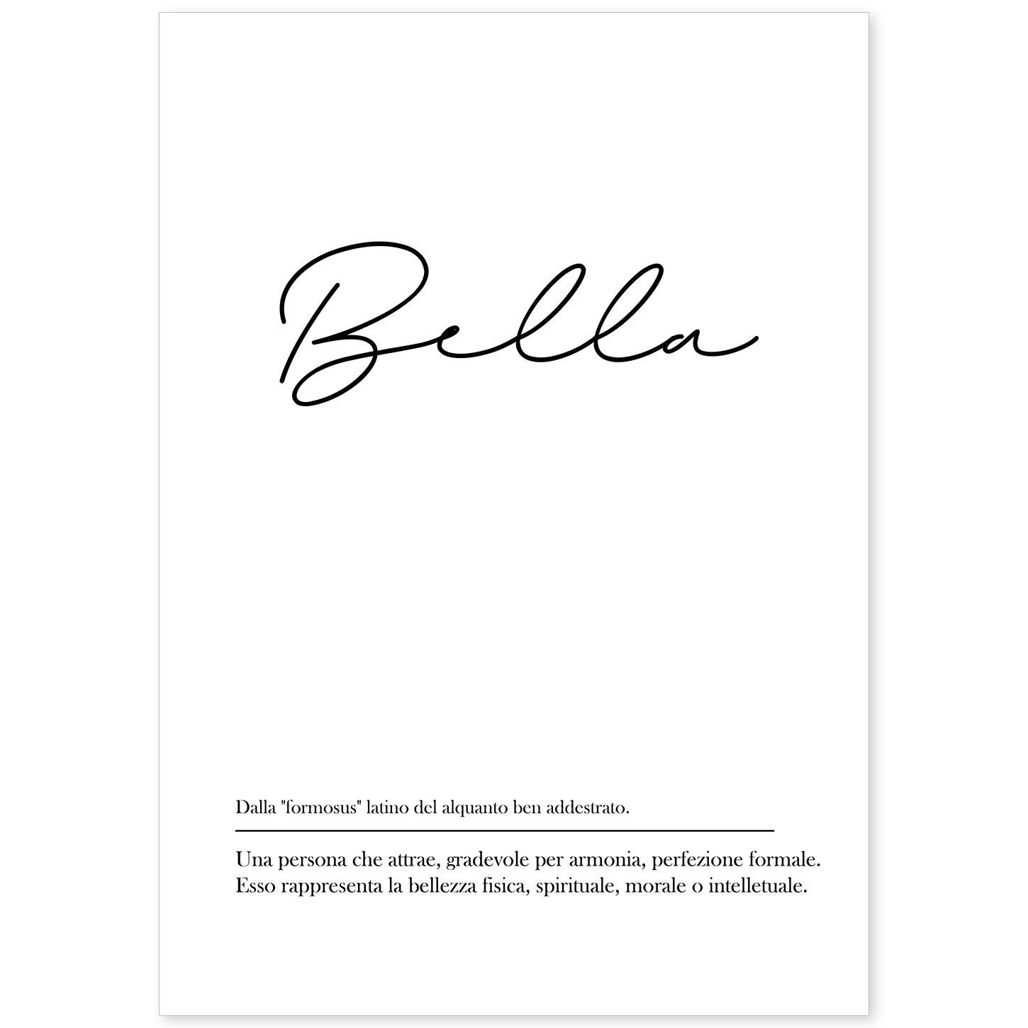 Lámina con definicion de palabras en italiano. Poster 'Bello' de palabras con definiciones.-Artwork-Nacnic-A4-Sin marco-Nacnic Estudio SL