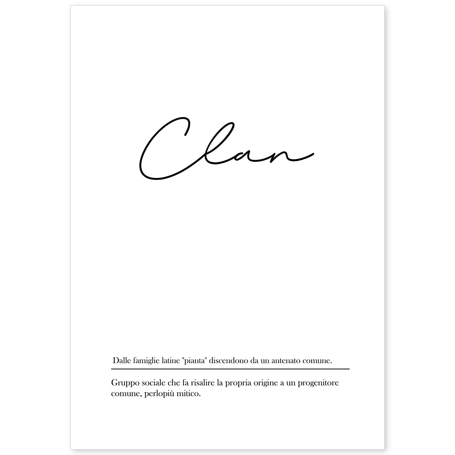 Lámina con definicion de palabras en italiano. Poster 'Clan' de palabras con definiciones.-Artwork-Nacnic-A4-Sin marco-Nacnic Estudio SL
