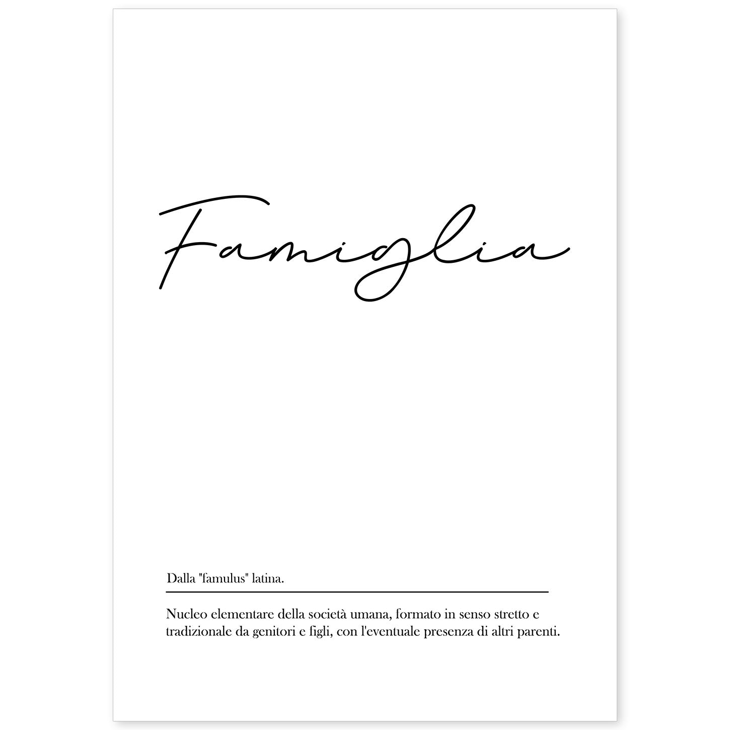 Lámina con definicion de palabras en italiano. Poster 'Famiglia' de palabras con definiciones.-Artwork-Nacnic-A4-Sin marco-Nacnic Estudio SL