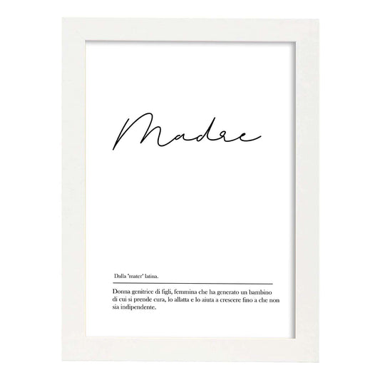 Lámina con definicion de palabras en italiano. Poster 'Madre' de palabras con definiciones.-Artwork-Nacnic-A4-Marco Blanco-Nacnic Estudio SL