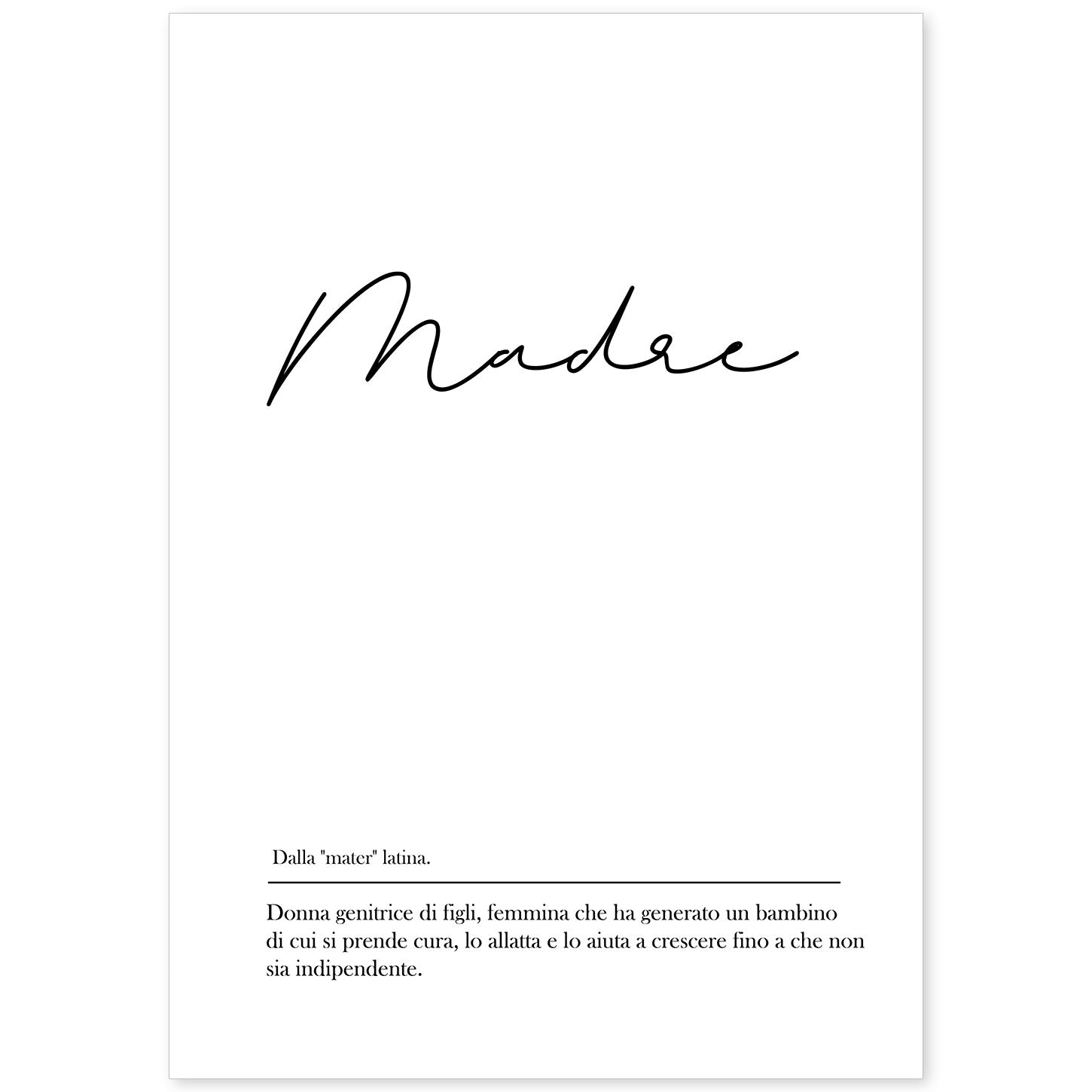 Lámina con definicion de palabras en italiano. Poster 'Madre' de palabras con definiciones.-Artwork-Nacnic-A4-Sin marco-Nacnic Estudio SL