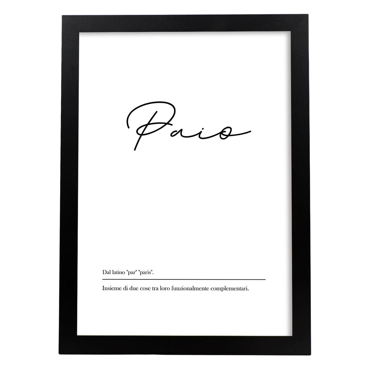 Lámina con definicion de palabras en italiano. Poster 'Paio' de palabras con definiciones.-Artwork-Nacnic-A4-Marco Negro-Nacnic Estudio SL