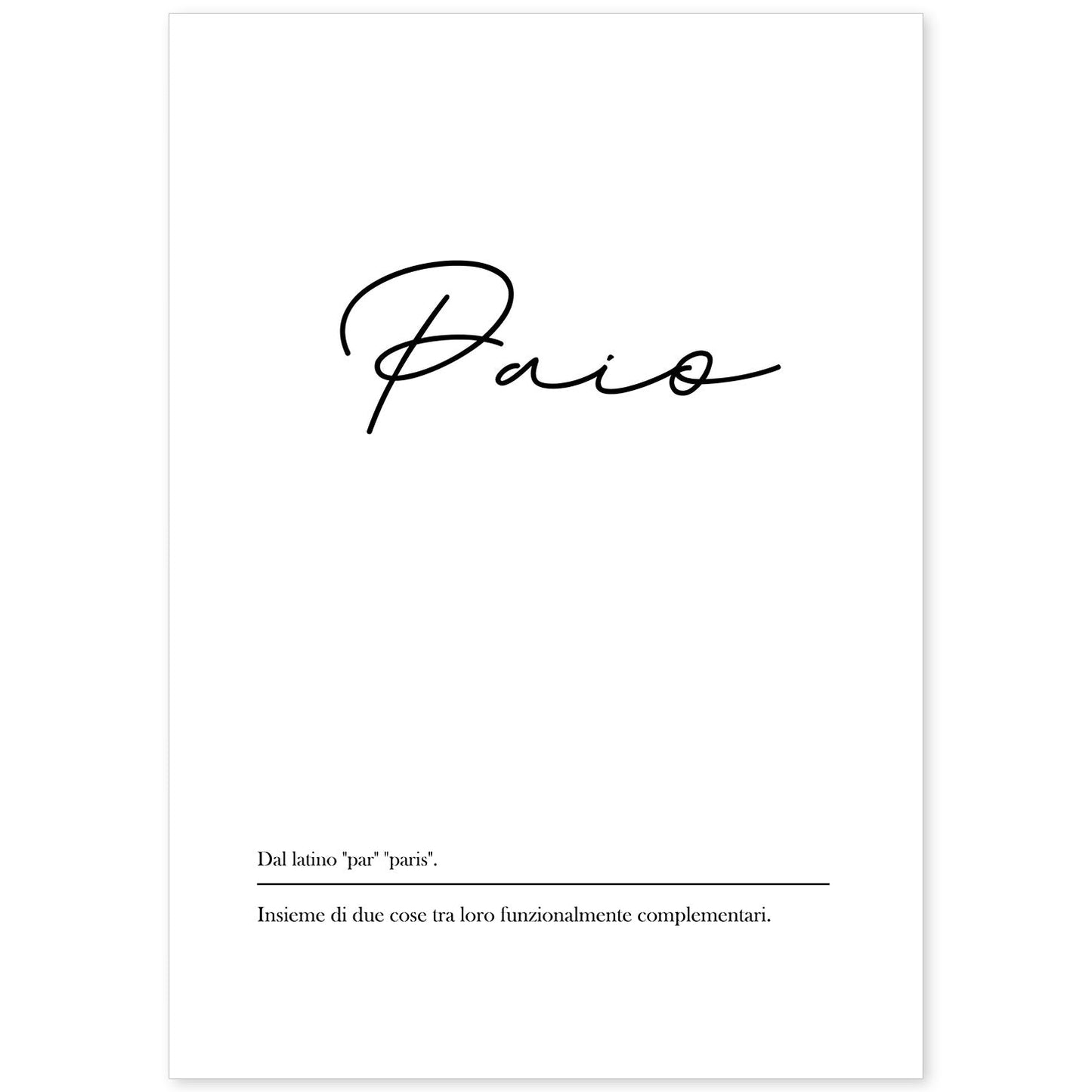 Lámina con definicion de palabras en italiano. Poster 'Paio' de palabras con definiciones.-Artwork-Nacnic-A4-Sin marco-Nacnic Estudio SL