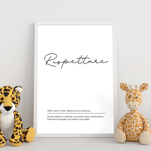 Lámina con definicion de palabras en italiano. Poster 'Rispettare' de palabras con definiciones.-Artwork-Nacnic-Nacnic Estudio SL