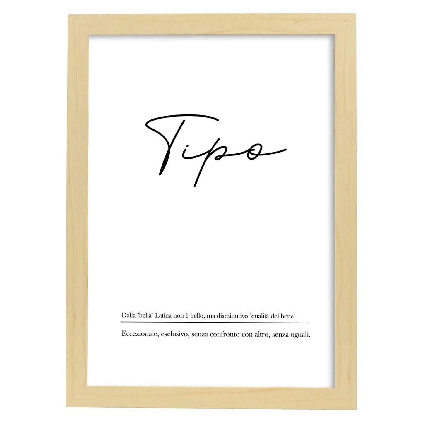 Lámina con definicion de palabras en italiano. Poster 'Tipo' de palabras con definiciones.-Artwork-Nacnic-A4-Marco Madera clara-Nacnic Estudio SL