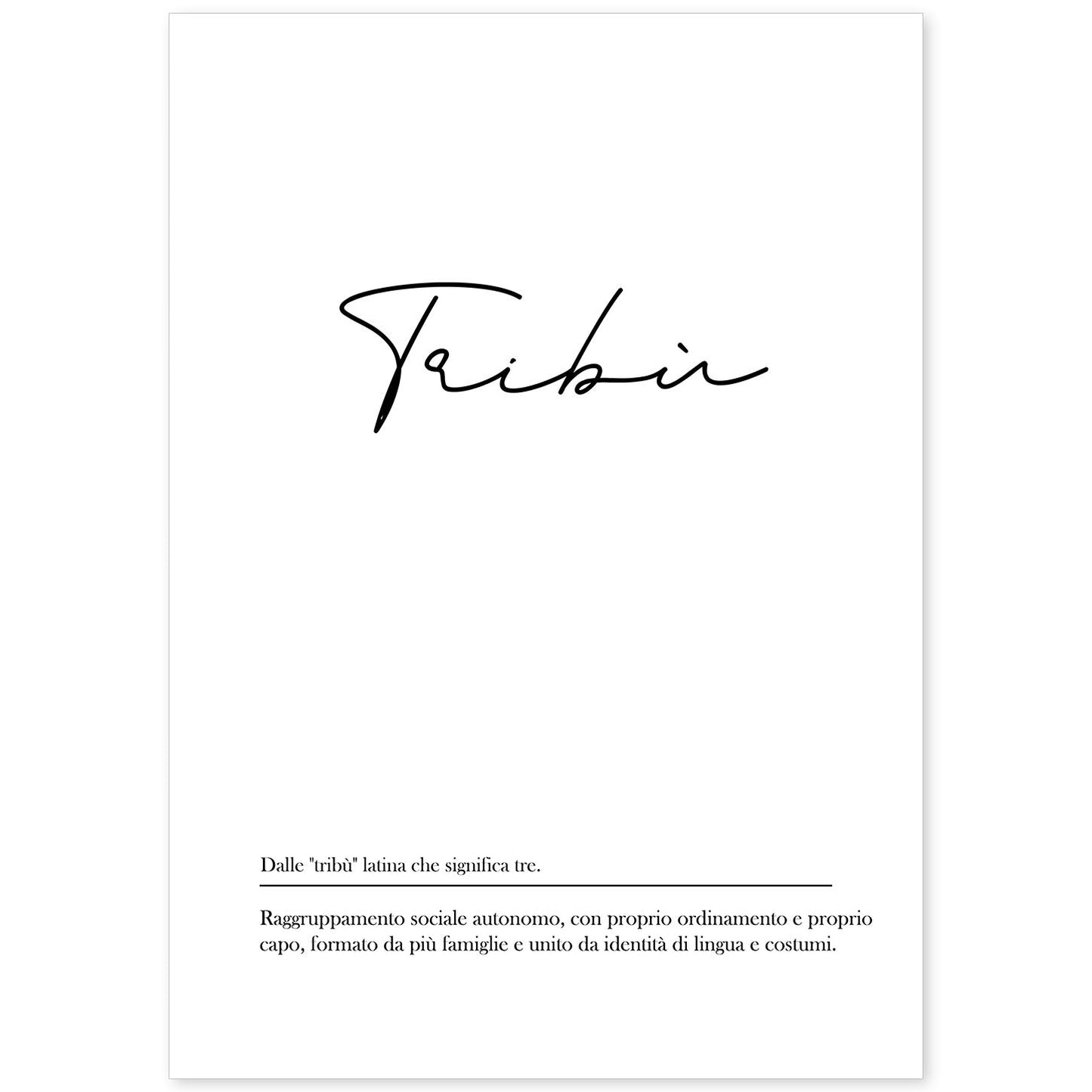 Lámina con definicion de palabras en italiano. Poster 'Tribu' de palabras con definiciones.-Artwork-Nacnic-A4-Sin marco-Nacnic Estudio SL