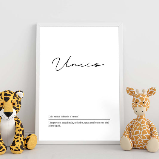 Lámina con definicion de palabras en italiano. Poster 'Unico' de palabras con definiciones.-Artwork-Nacnic-Nacnic Estudio SL