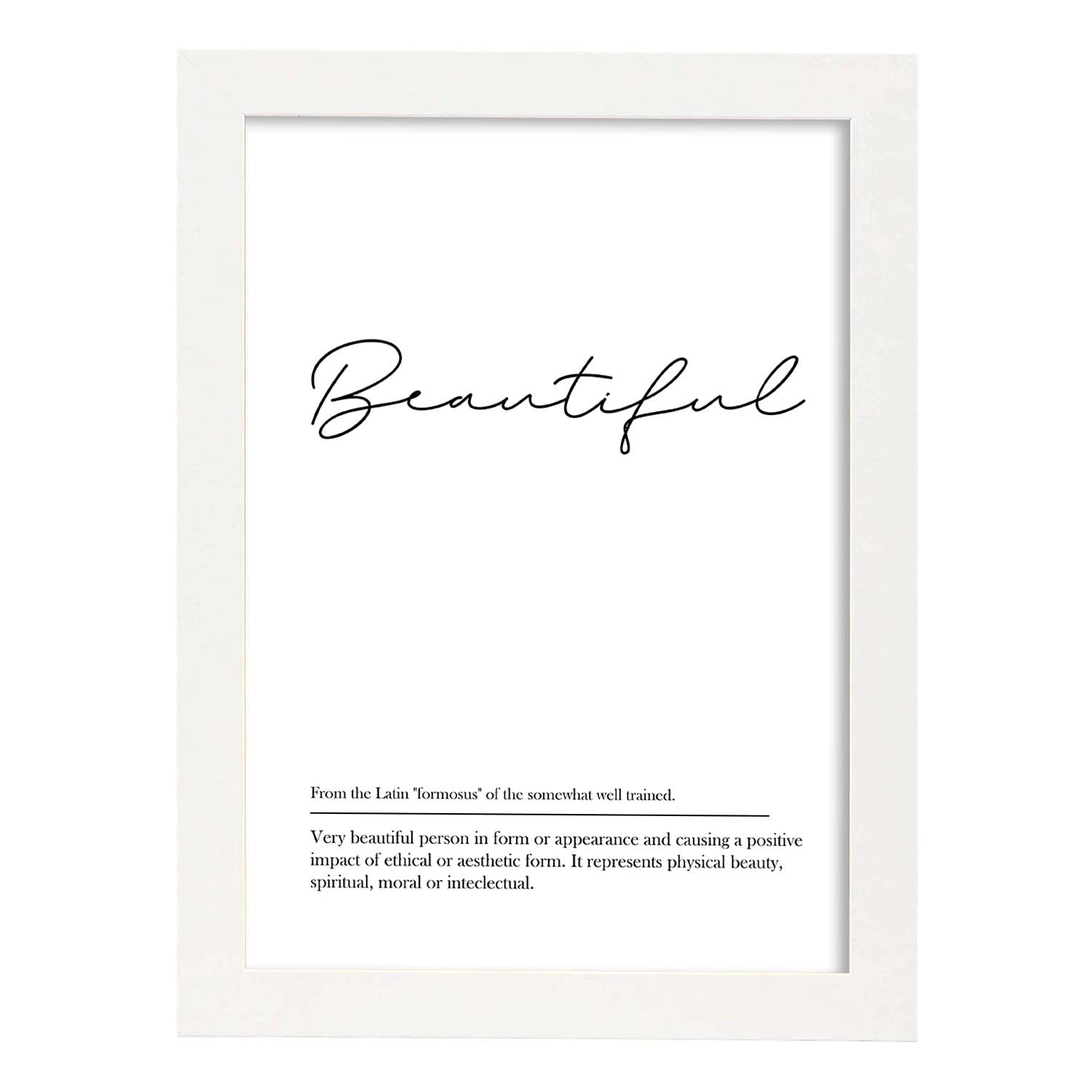 Lámina con definicion en inglés de Beautiful. Poster de palabras con definiciones.-Artwork-Nacnic-A3-Marco Blanco-Nacnic Estudio SL