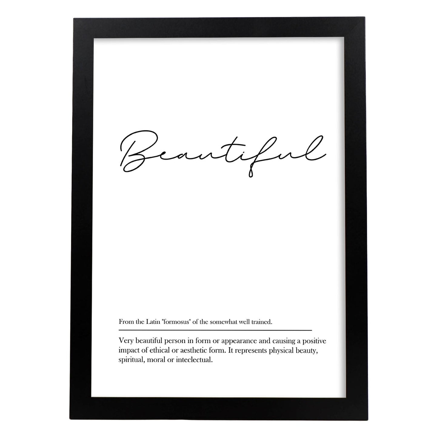 Lámina con definicion en inglés de Beautiful. Poster de palabras con definiciones.-Artwork-Nacnic-A4-Marco Negro-Nacnic Estudio SL