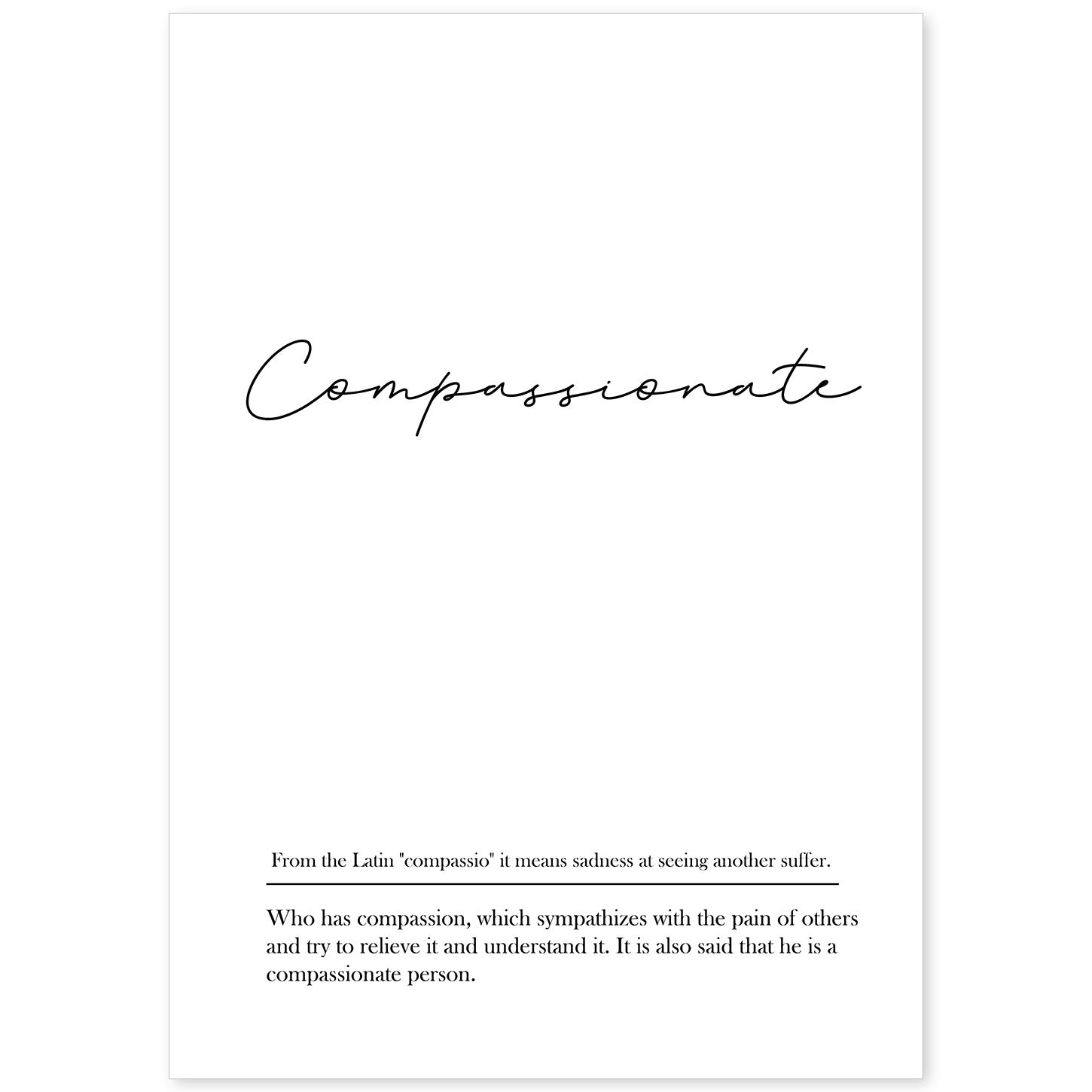 Lámina con definicion en inglés de Compassionate. Poster de palabras con definiciones.-Artwork-Nacnic-A4-Sin marco-Nacnic Estudio SL