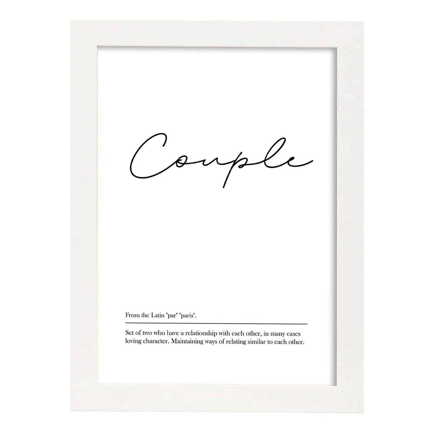 Lámina con definicion en inglés de Couple. Poster de palabras con definiciones.-Artwork-Nacnic-A3-Marco Blanco-Nacnic Estudio SL