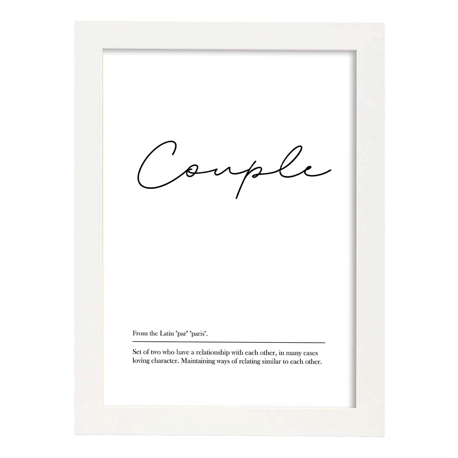 Lámina con definicion en inglés de Couple. Poster de palabras con definiciones.-Artwork-Nacnic-A4-Marco Blanco-Nacnic Estudio SL