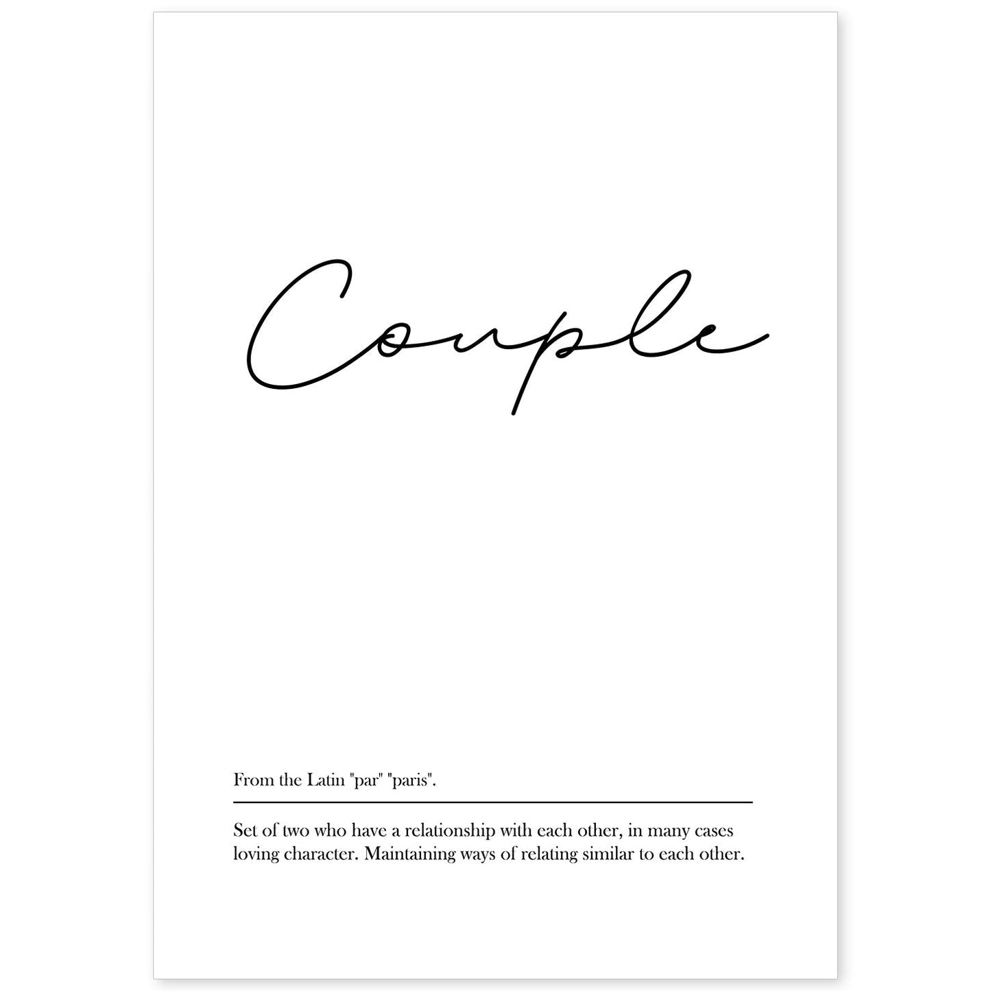 Lámina con definicion en inglés de Couple. Poster de palabras con definiciones.-Artwork-Nacnic-A4-Sin marco-Nacnic Estudio SL