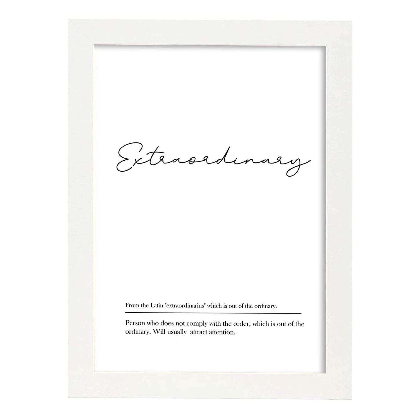 Lámina con definicion en inglés de Extraordinary. Poster de palabras con definiciones.-Artwork-Nacnic-A4-Marco Blanco-Nacnic Estudio SL