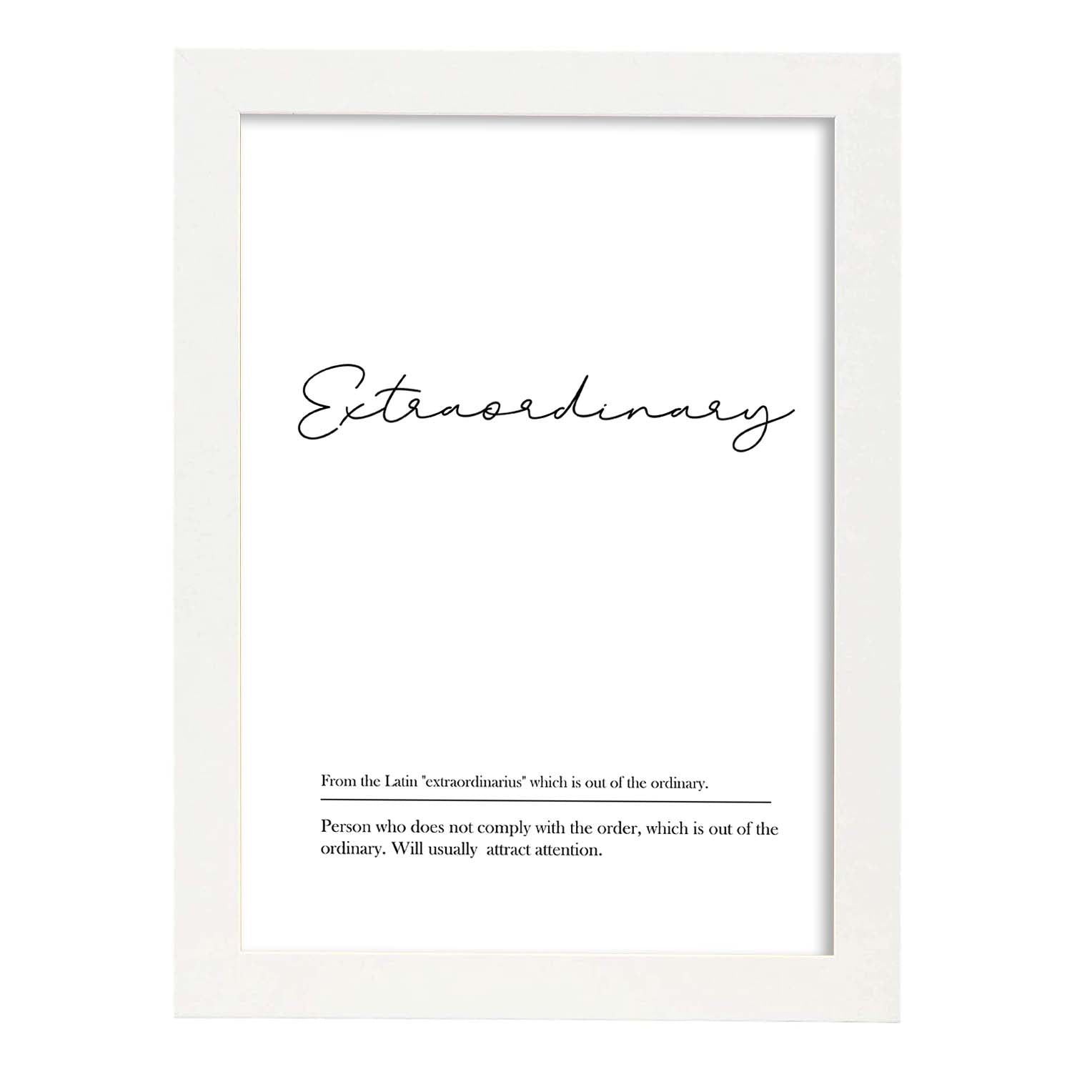Lámina con definicion en inglés de Extraordinary. Poster de palabras con definiciones.-Artwork-Nacnic-A4-Marco Blanco-Nacnic Estudio SL