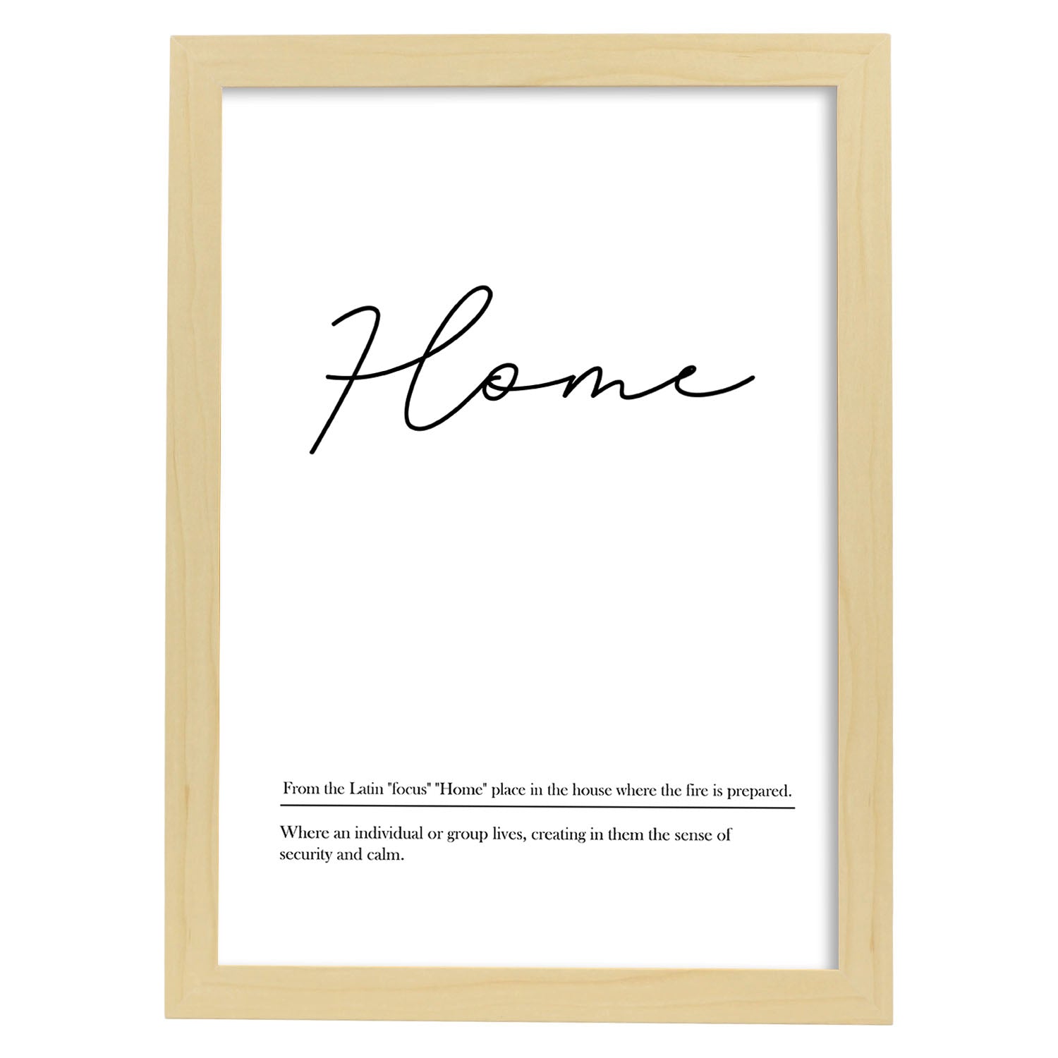 Lámina con definicion en inglés de Home. Poster de palabras con definiciones.-Artwork-Nacnic-A3-Marco Madera clara-Nacnic Estudio SL