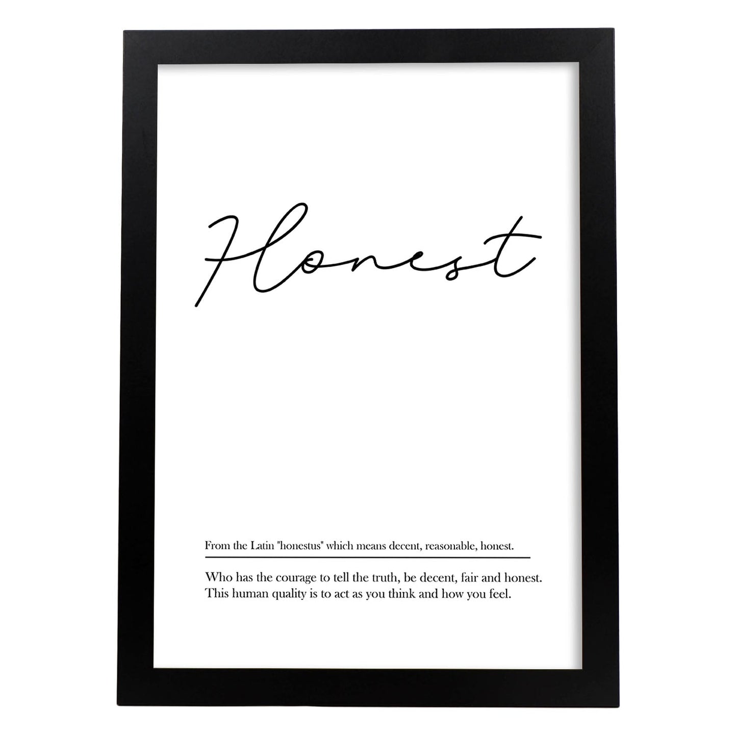 Lámina con definicion en inglés de Honest. Poster de palabras con definiciones.-Artwork-Nacnic-A4-Marco Negro-Nacnic Estudio SL