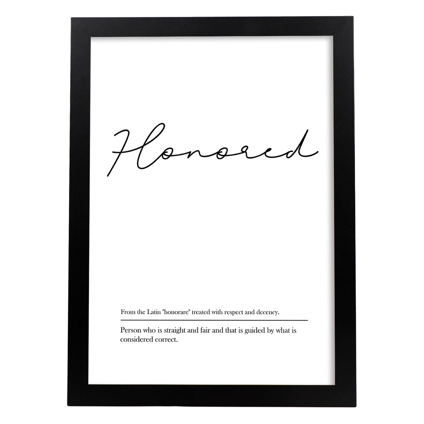 Lámina con definicion en inglés de Honored. Poster de palabras con definiciones.-Artwork-Nacnic-A3-Marco Negro-Nacnic Estudio SL