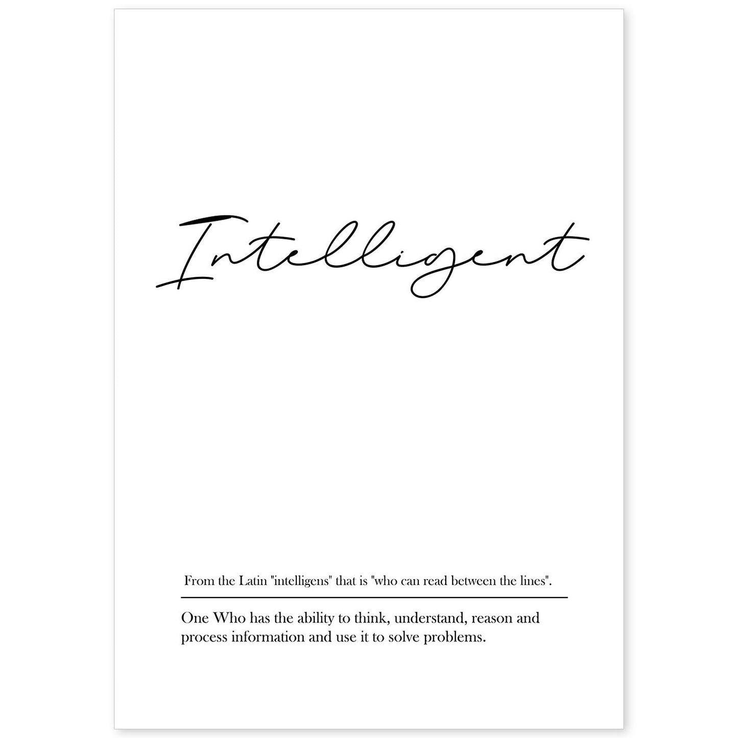 Lámina con definicion en inglés de Intelligent. Poster de palabras con definiciones.-Artwork-Nacnic-A4-Sin marco-Nacnic Estudio SL