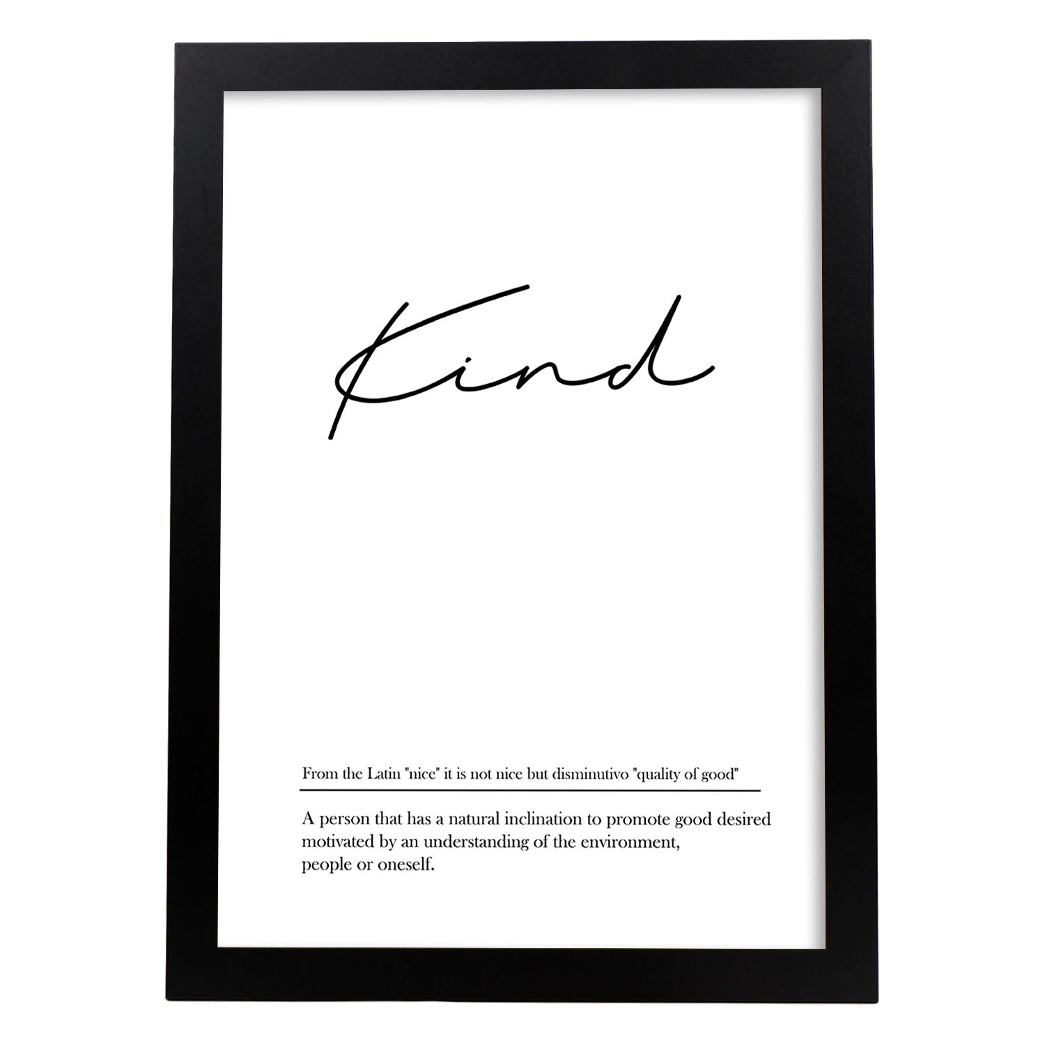 Lámina con definicion en inglés de Kind. Poster de palabras con definiciones.-Artwork-Nacnic-A3-Marco Negro-Nacnic Estudio SL
