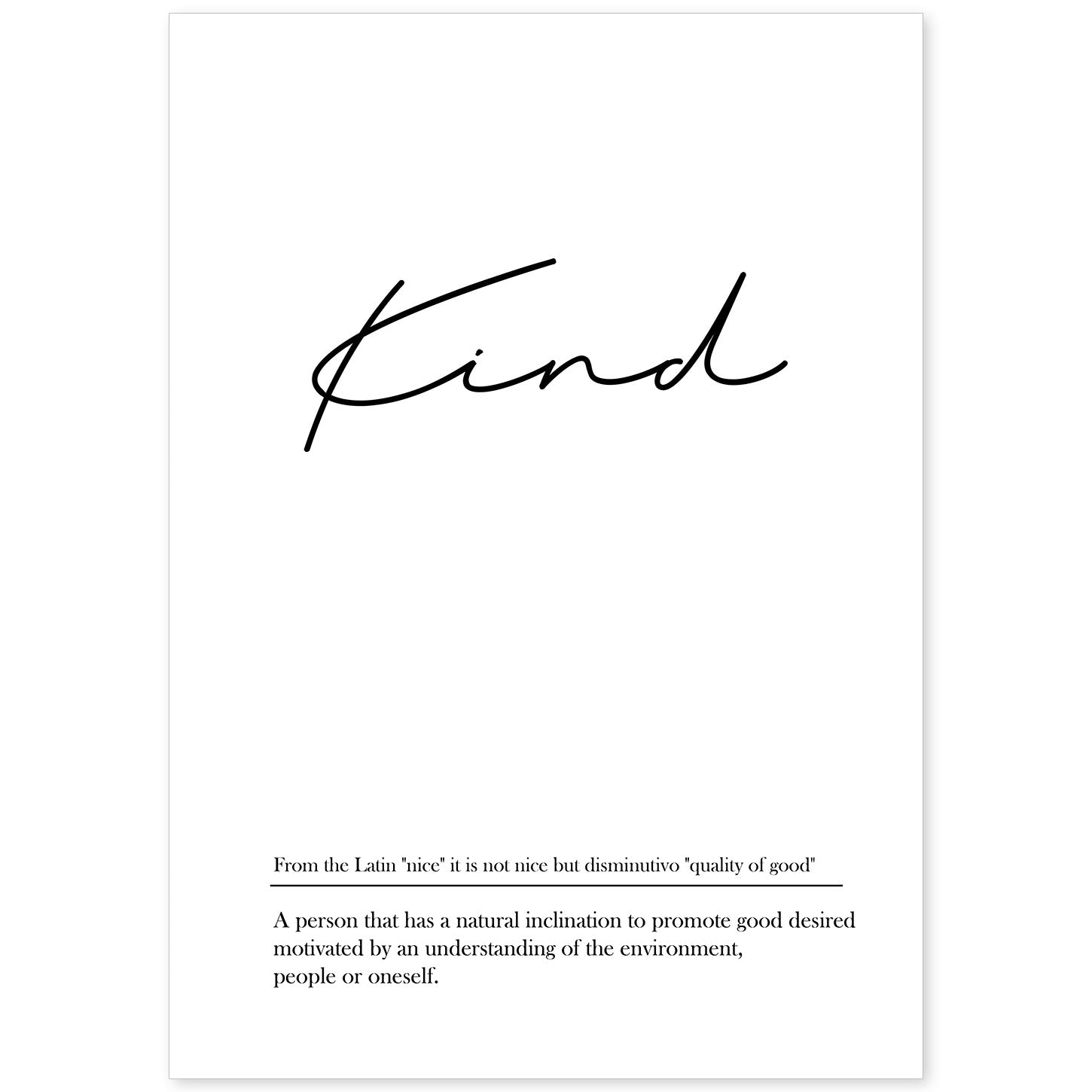 Lámina con definicion en inglés de Kind. Poster de palabras con definiciones.-Artwork-Nacnic-A4-Sin marco-Nacnic Estudio SL