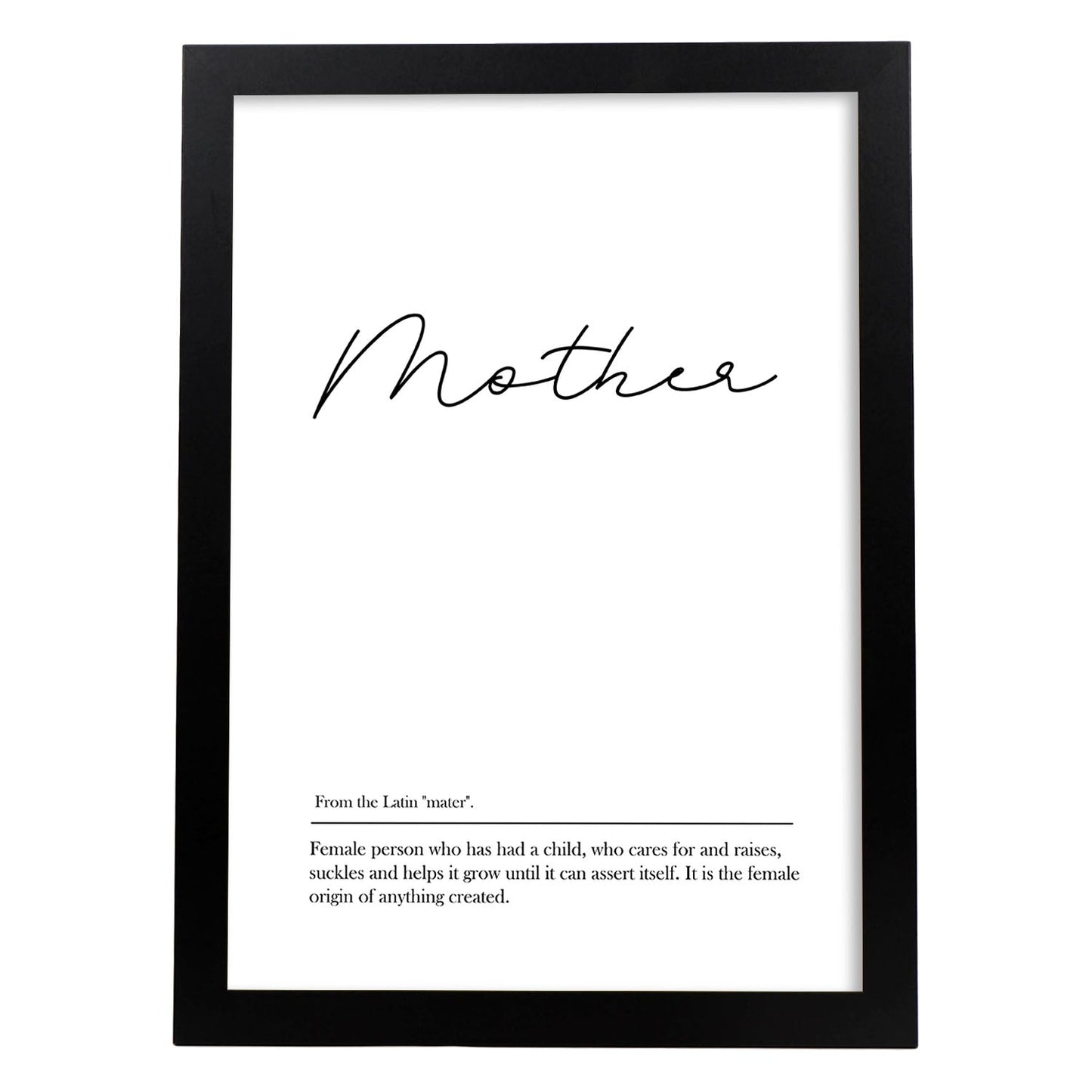 Lámina con definicion en inglés de Mother. Poster de palabras con definiciones.-Artwork-Nacnic-A3-Marco Negro-Nacnic Estudio SL