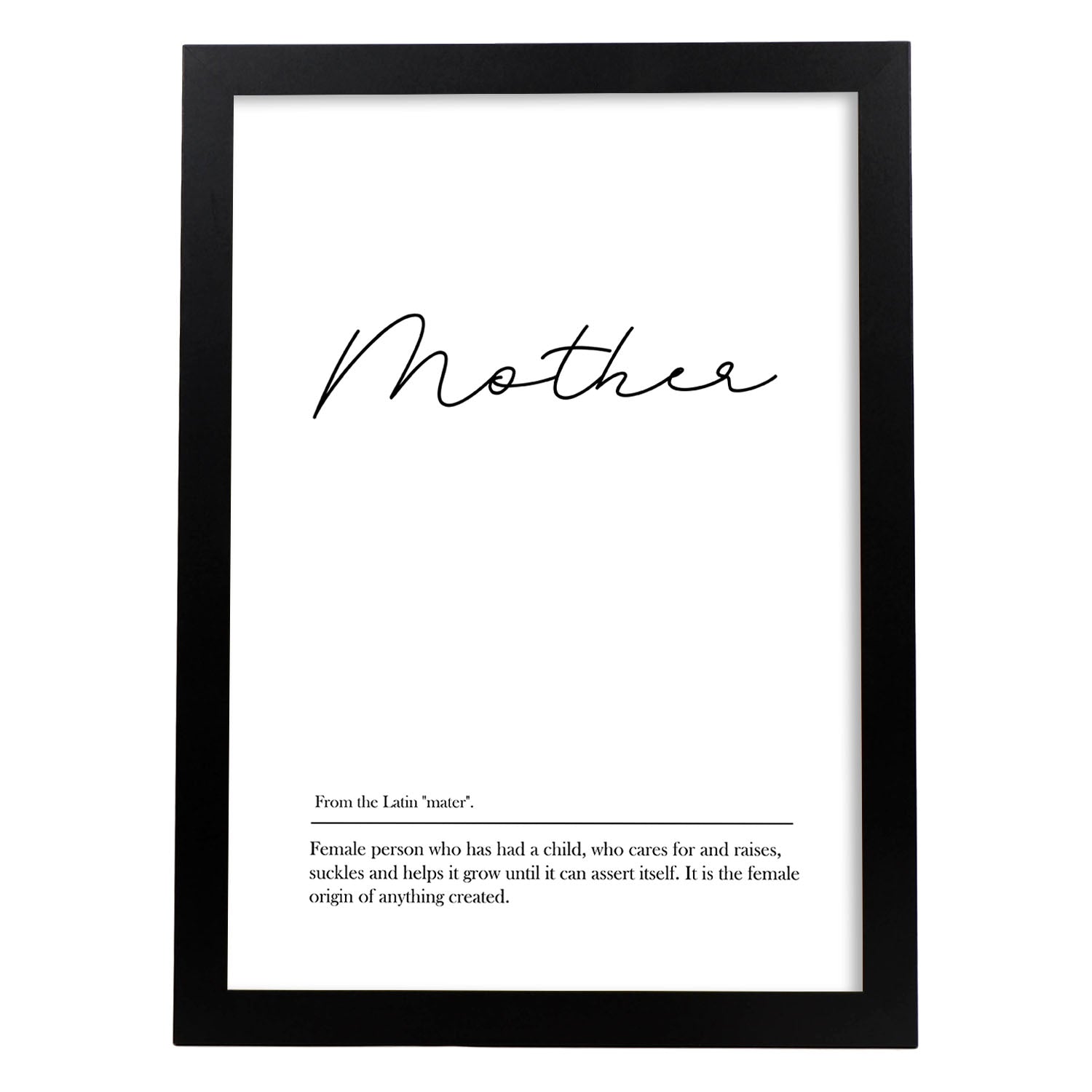 Lámina con definicion en inglés de Mother. Poster de palabras con definiciones.-Artwork-Nacnic-A3-Marco Negro-Nacnic Estudio SL