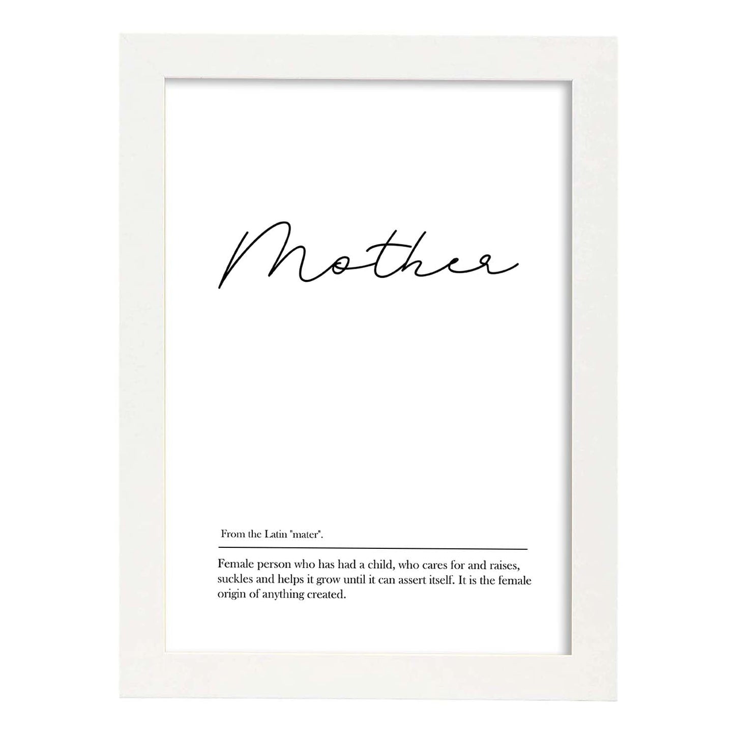 Lámina con definicion en inglés de Mother. Poster de palabras con definiciones.-Artwork-Nacnic-A4-Marco Blanco-Nacnic Estudio SL