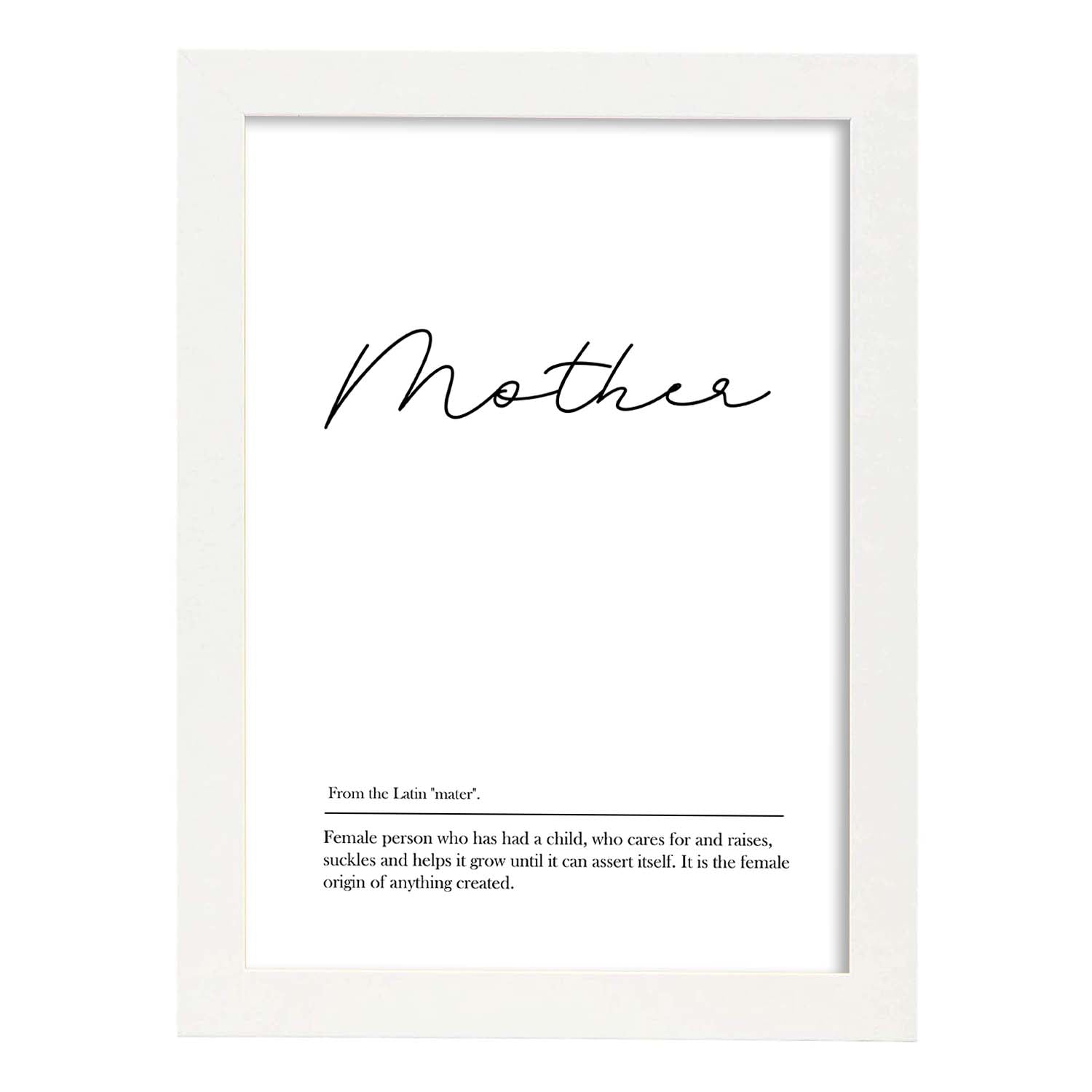 Lámina con definicion en inglés de Mother. Poster de palabras con definiciones.-Artwork-Nacnic-A4-Marco Blanco-Nacnic Estudio SL