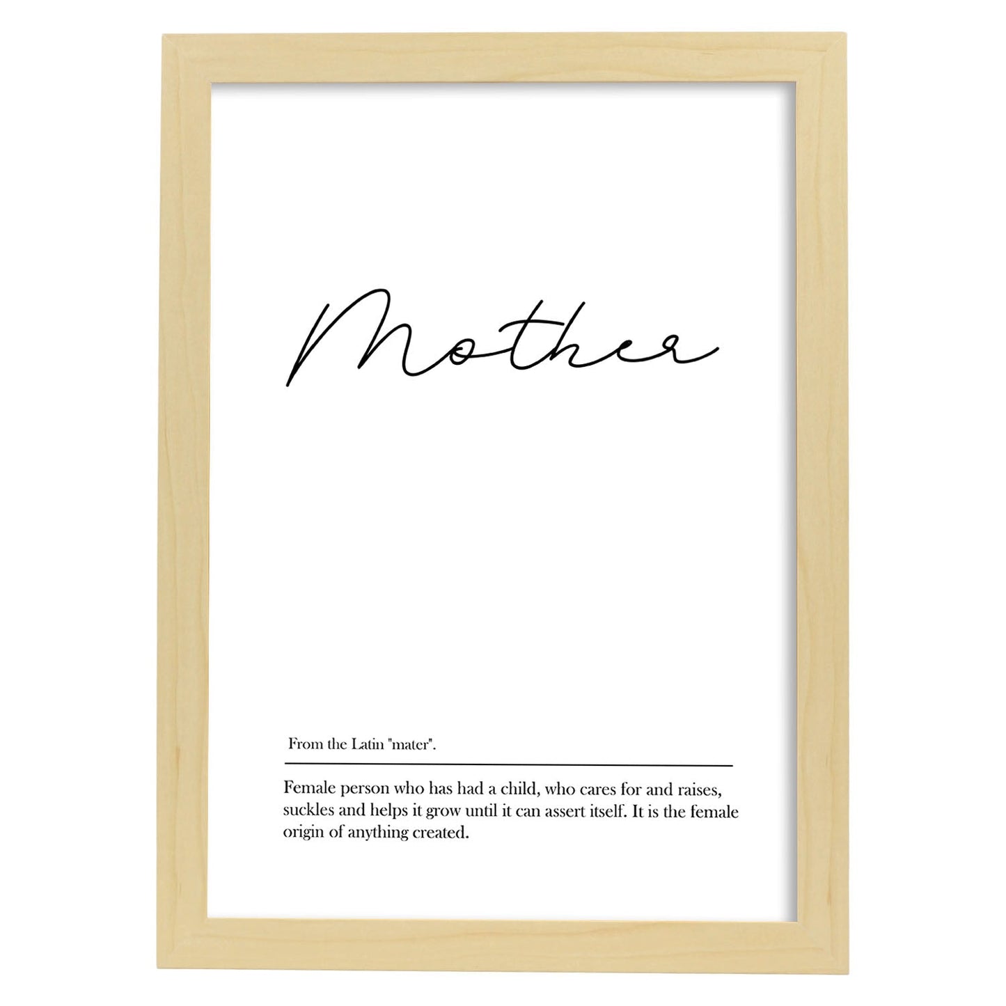 Lámina con definicion en inglés de Mother. Poster de palabras con definiciones.-Artwork-Nacnic-A4-Marco Madera clara-Nacnic Estudio SL