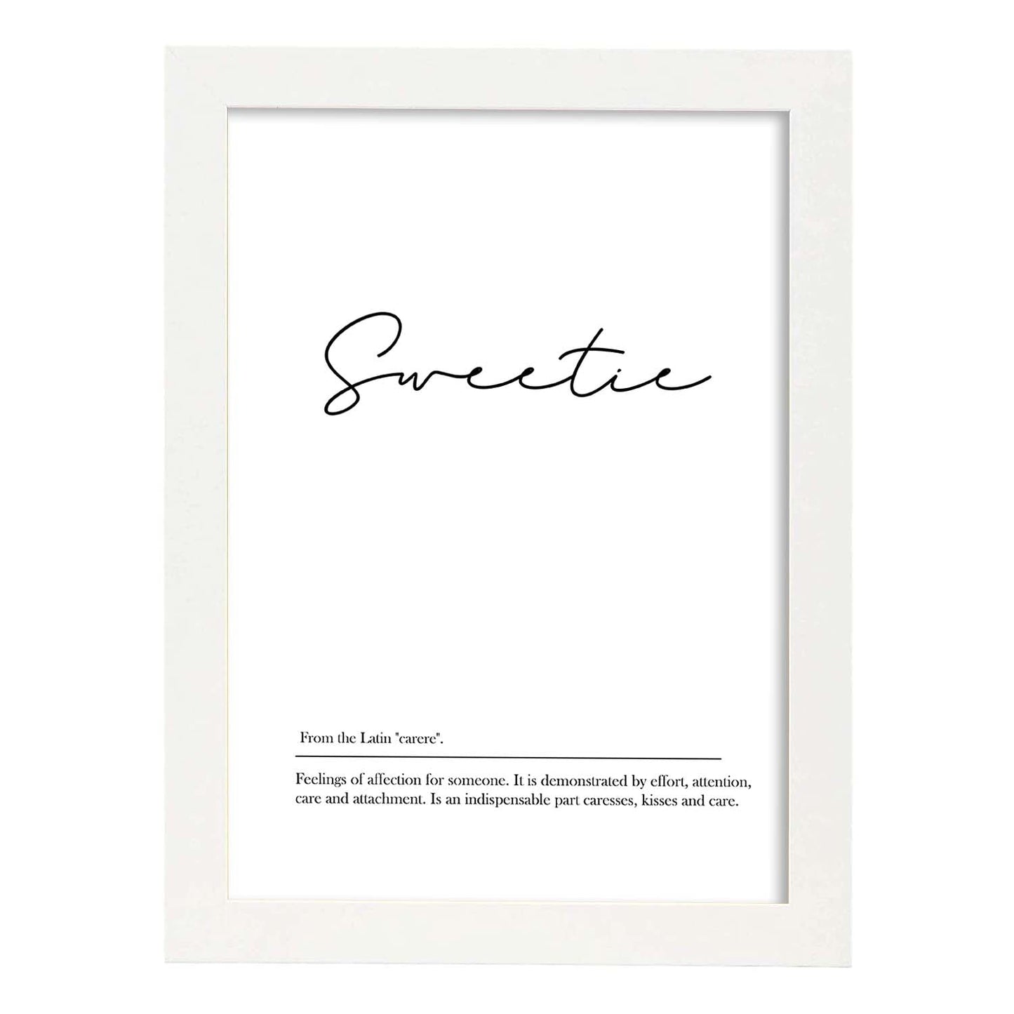 Lámina con definicion en inglés de Sweetie. Poster de palabras con definiciones.-Artwork-Nacnic-A3-Marco Blanco-Nacnic Estudio SL