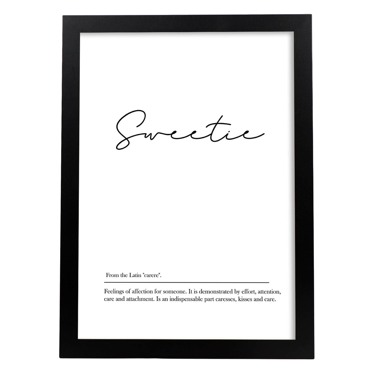 Lámina con definicion en inglés de Sweetie. Poster de palabras con definiciones.-Artwork-Nacnic-A4-Marco Negro-Nacnic Estudio SL