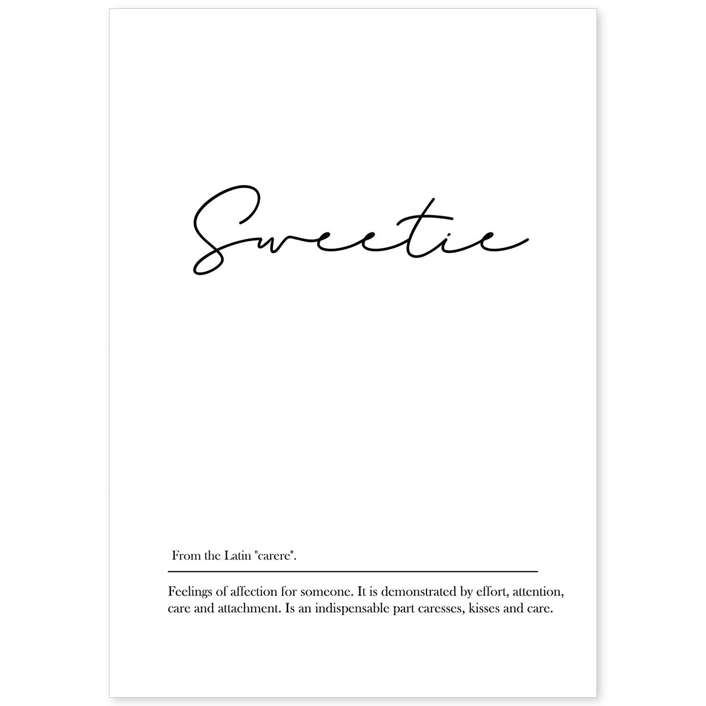 Lámina con definicion en inglés de Sweetie. Poster de palabras con definiciones.-Artwork-Nacnic-A4-Sin marco-Nacnic Estudio SL