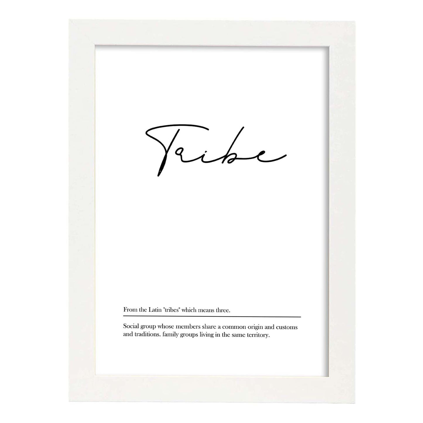 Lámina con definicion en inglés de Tribe. Poster de palabras con definiciones.-Artwork-Nacnic-A3-Marco Blanco-Nacnic Estudio SL