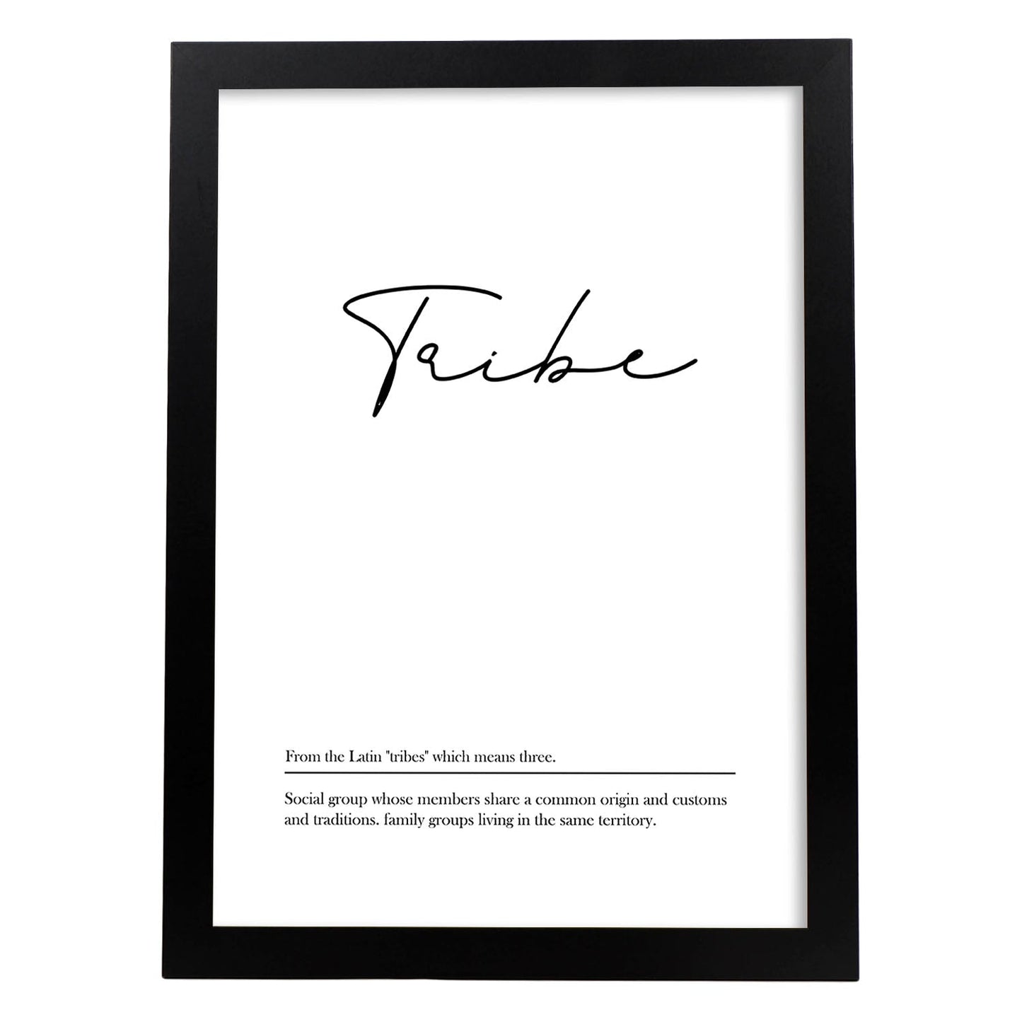 Lámina con definicion en inglés de Tribe. Poster de palabras con definiciones.-Artwork-Nacnic-A3-Marco Negro-Nacnic Estudio SL