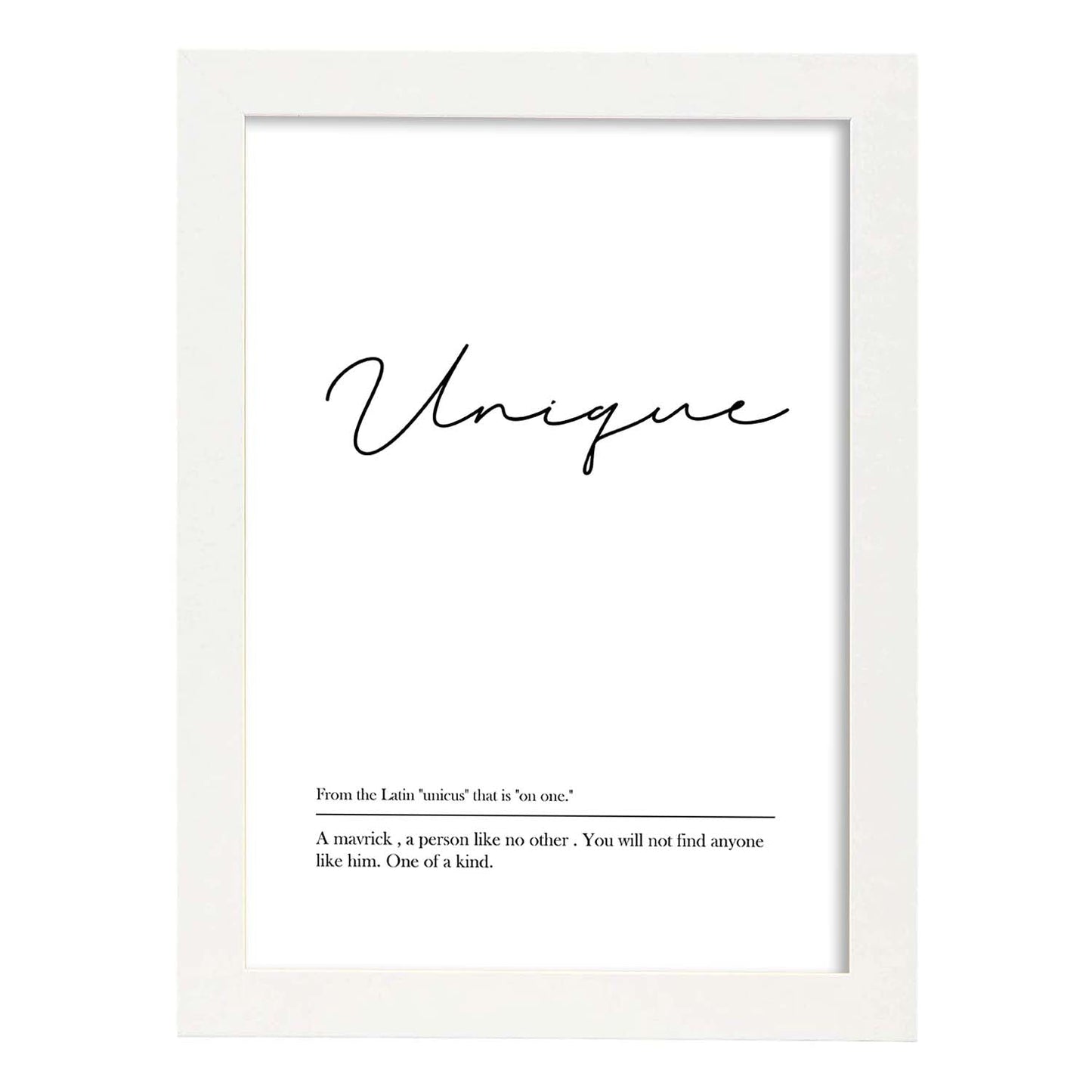 Lámina con definicion en inglés de Unique. Poster de palabras con definiciones.-Artwork-Nacnic-A3-Marco Blanco-Nacnic Estudio SL