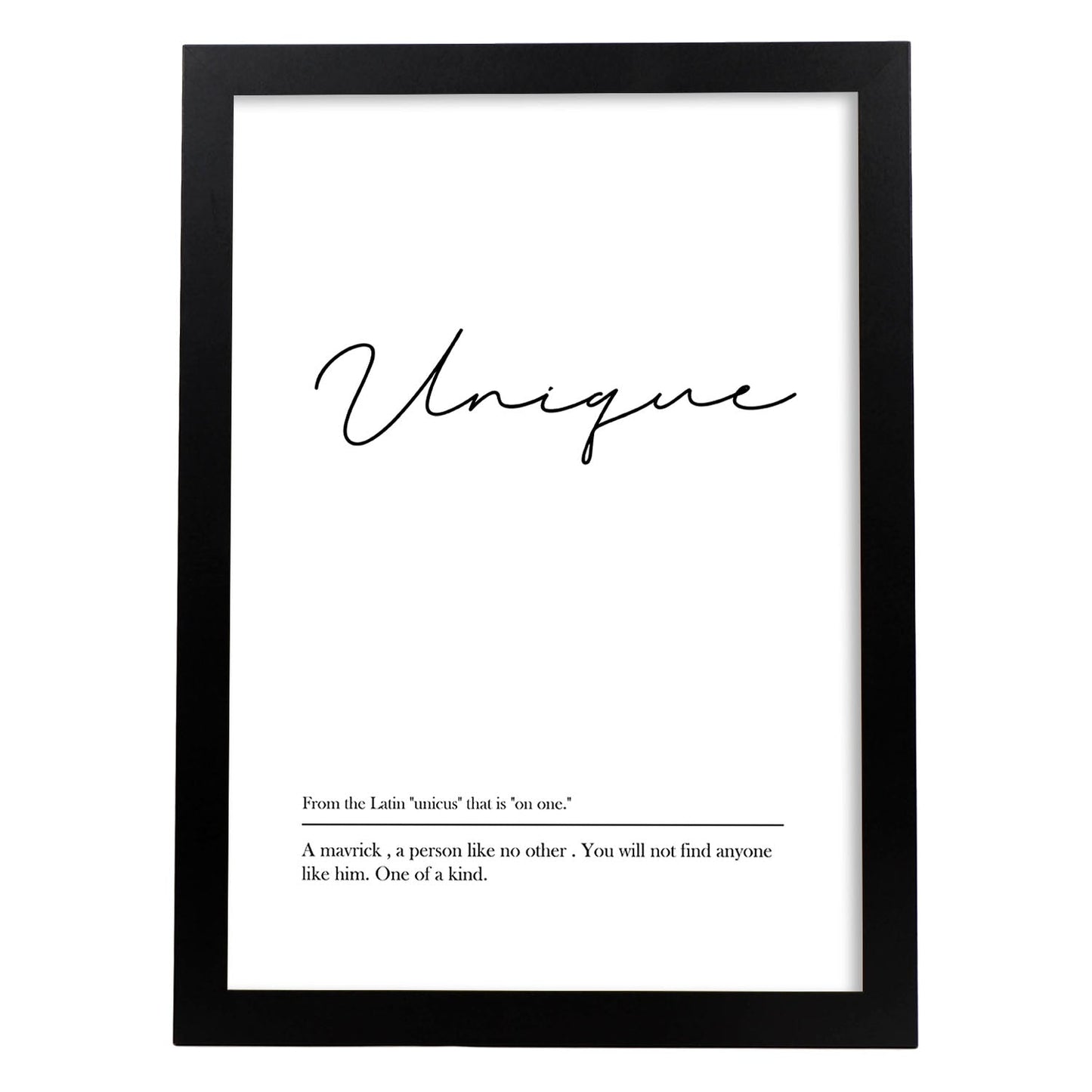 Lámina con definicion en inglés de Unique. Poster de palabras con definiciones.-Artwork-Nacnic-A4-Marco Negro-Nacnic Estudio SL