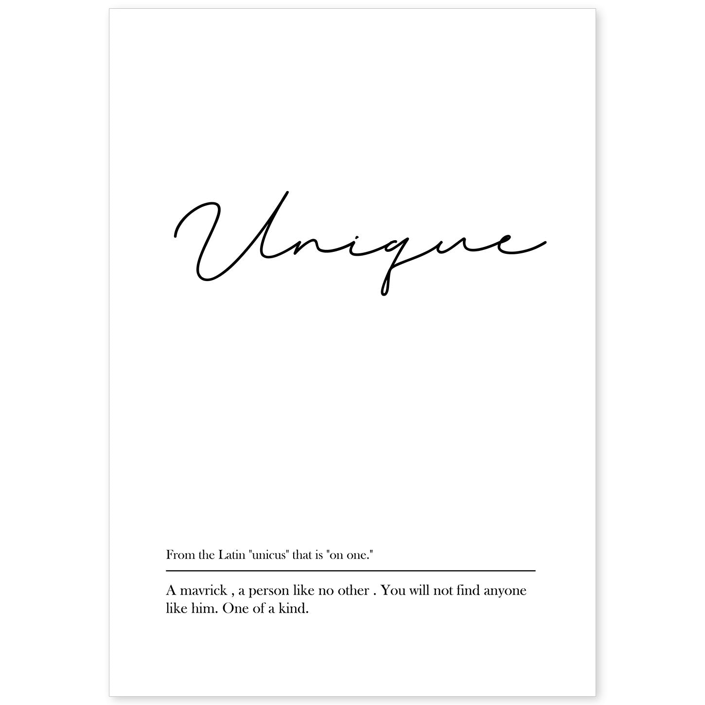 Lámina con definicion en inglés de Unique. Poster de palabras con definiciones.-Artwork-Nacnic-A4-Sin marco-Nacnic Estudio SL