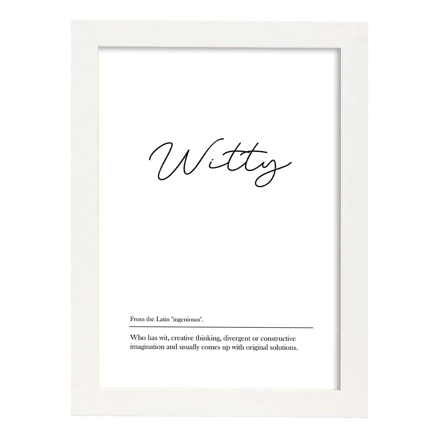 Lámina con definicion en inglés de Witty. Poster de palabras con definiciones.-Artwork-Nacnic-A3-Marco Blanco-Nacnic Estudio SL
