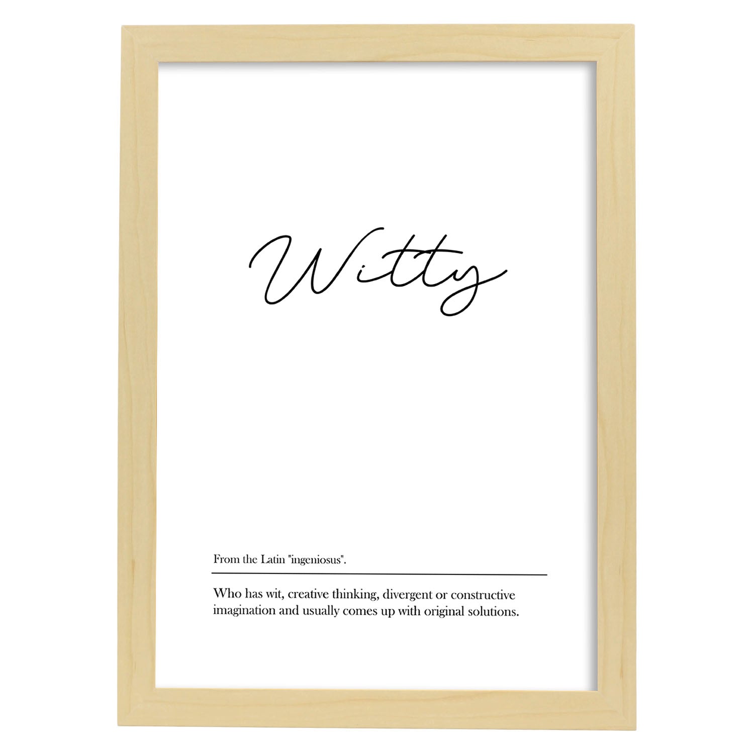 Lámina con definicion en inglés de Witty. Poster de palabras con definiciones.-Artwork-Nacnic-A3-Marco Madera clara-Nacnic Estudio SL