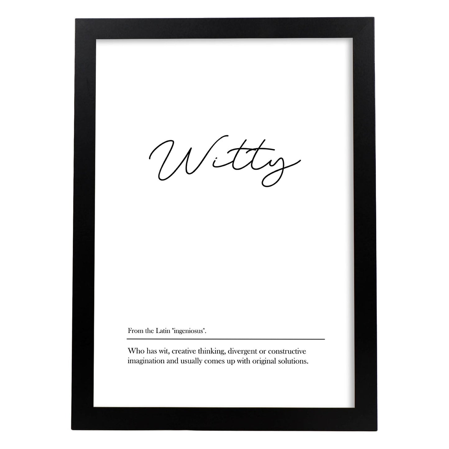 Lámina con definicion en inglés de Witty. Poster de palabras con definiciones.-Artwork-Nacnic-A3-Marco Negro-Nacnic Estudio SL
