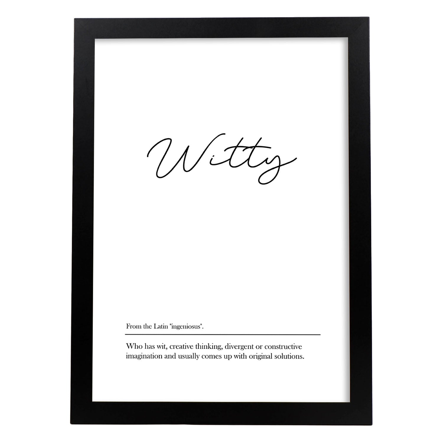 Lámina con definicion en inglés de Witty. Poster de palabras con definiciones.-Artwork-Nacnic-A3-Marco Negro-Nacnic Estudio SL