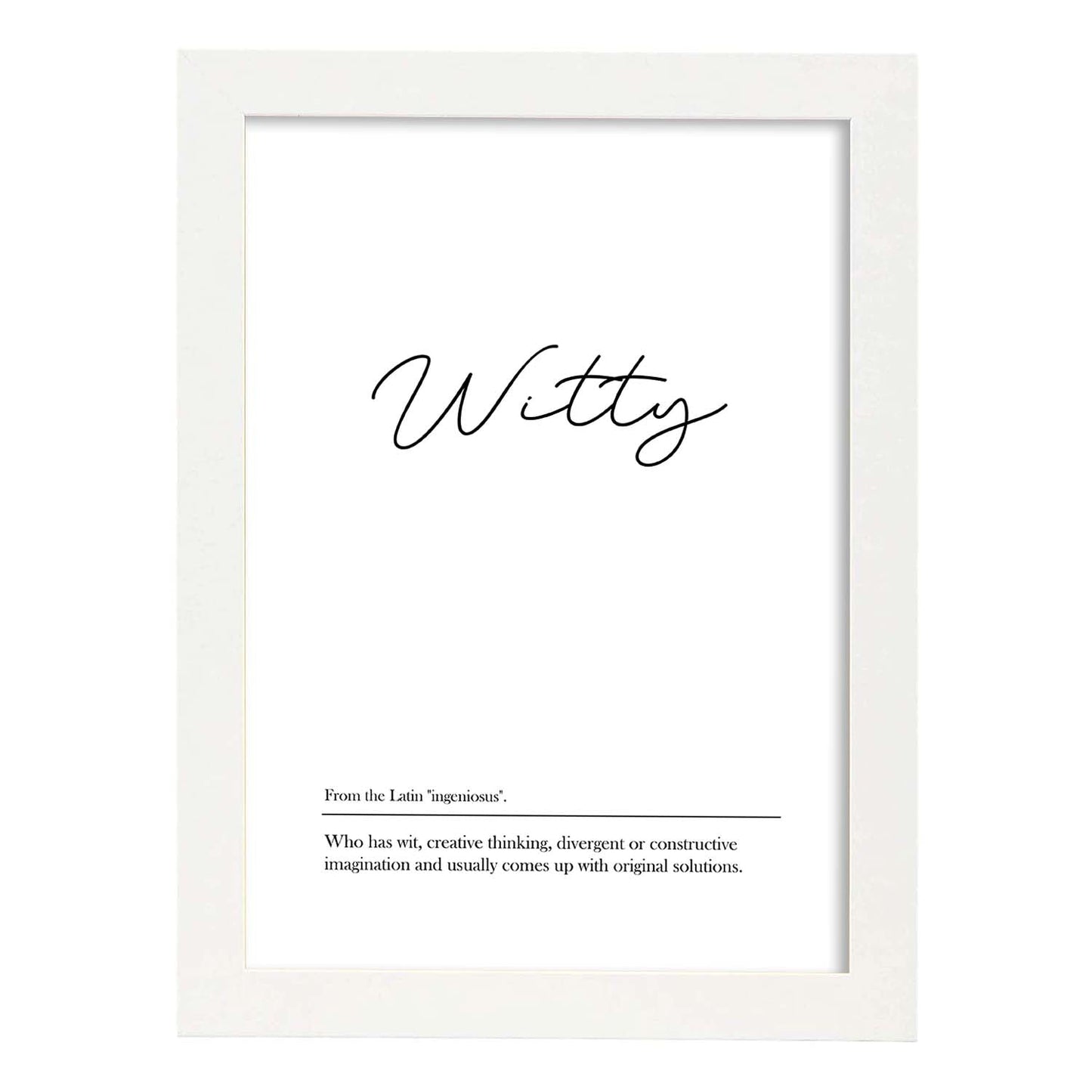 Lámina con definicion en inglés de Witty. Poster de palabras con definiciones.-Artwork-Nacnic-A4-Marco Blanco-Nacnic Estudio SL