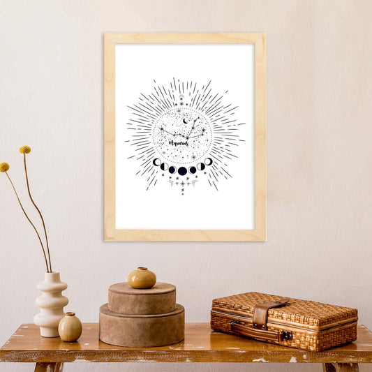 Lamina con la constelación Acuario. Poster con símbolo del zodiaco en y fondo blanco-Artwork-Nacnic-Nacnic Estudio SL
