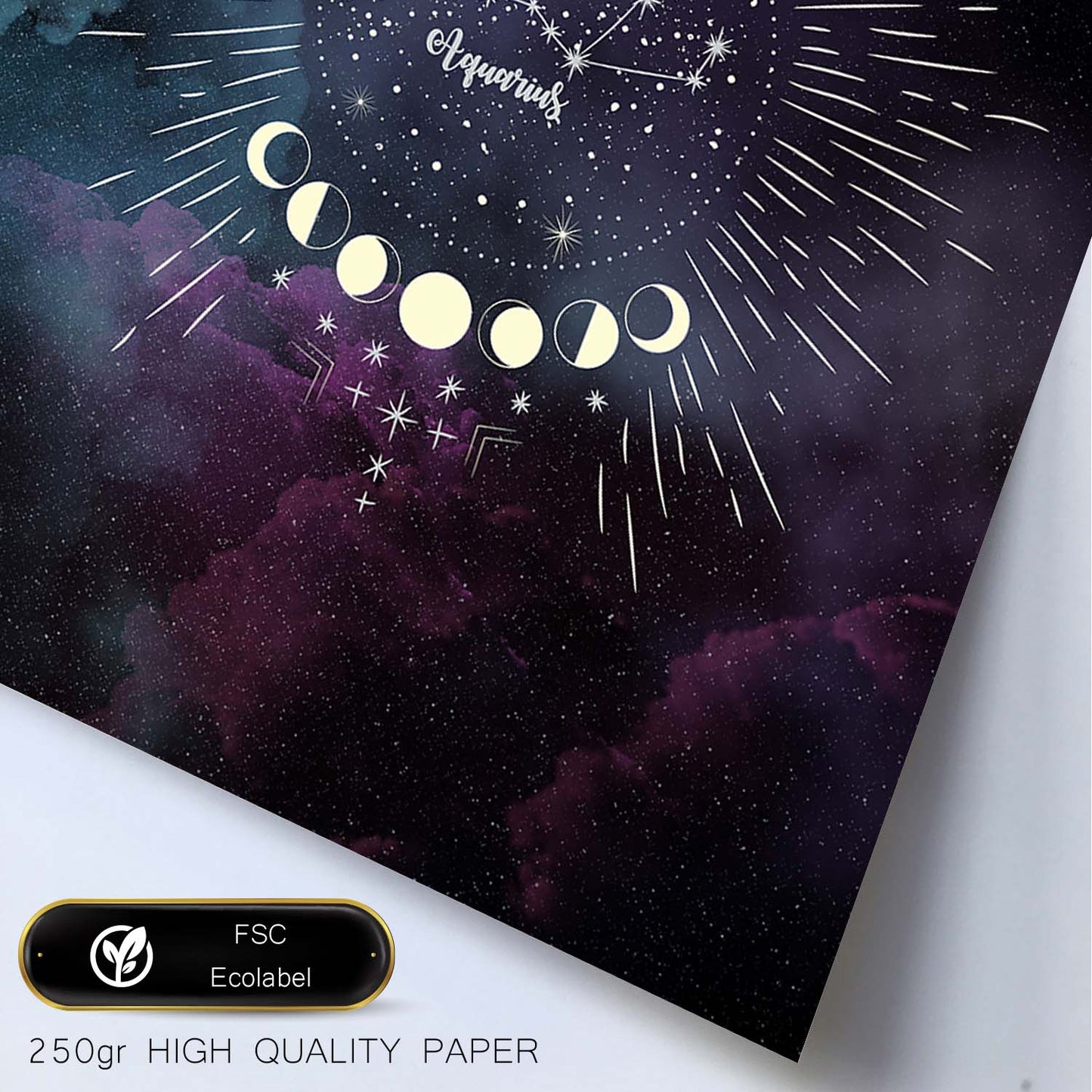 Lamina con la constelación Acuario. Poster con símbolo del Zodiaco en y Fondo del Cielo Estrellado-Artwork-Nacnic-Nacnic Estudio SL