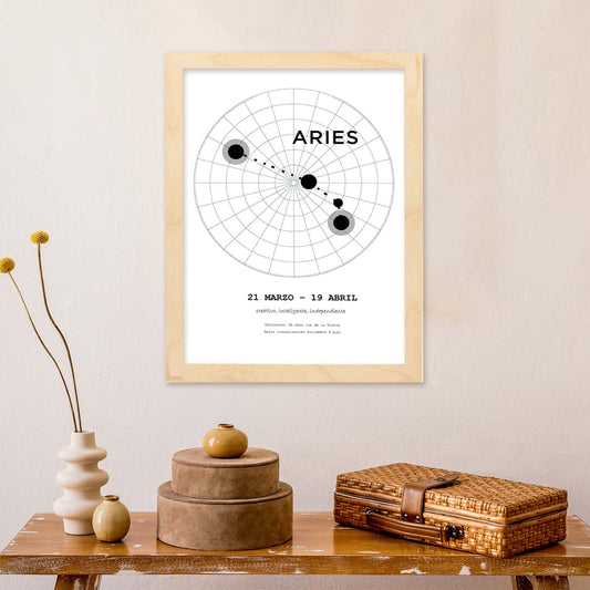 Lamina con la constelación Aries. Poster con símbolo del zodiaco en y fondo del cielo estrellado-Artwork-Nacnic-Nacnic Estudio SL